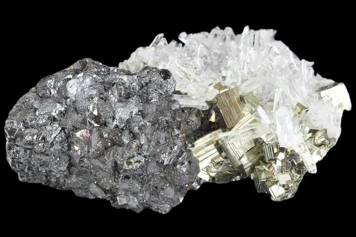Cubic Pyrite, Sphalerite and Quartz Crystal Association - Peru #126603